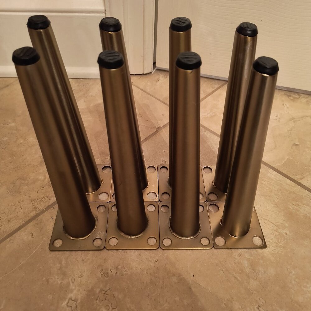(8 legs) 9" Angled Tapered MCM Dark Gold Heavy Metal Furniture Legs